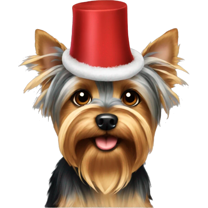 Yorkshire Terrier in a New Year's hat emoji