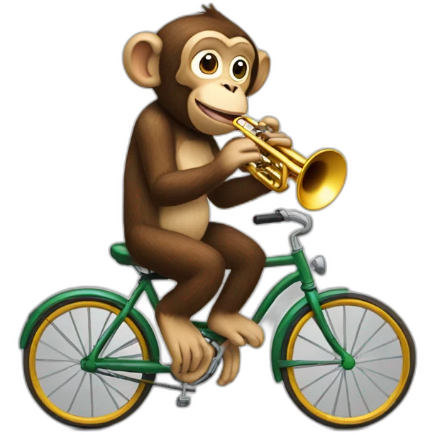 monkey playing trumpet on a bicycle emoji