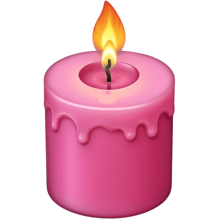 Draw a pink candle with a flame on it that looks 5 degrees tilted from a bird's eye view. emoji