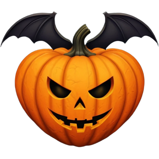 heart with Halloween theme, spooky, pumpkins, bats, dark colors emoji
