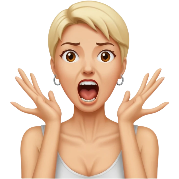 woman with hands around her neck with a screaming face  emoji