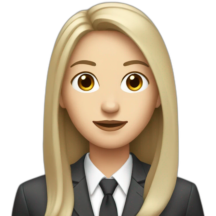 Dark Brown straight long hair white woman wearing suit emoji