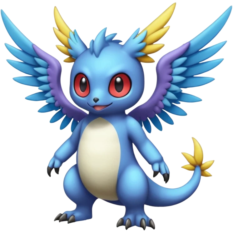 randomly-colored furry edgy kawaii winged Fakémon-Pokémon-Scalie-Digimon-creature (full body) emoji