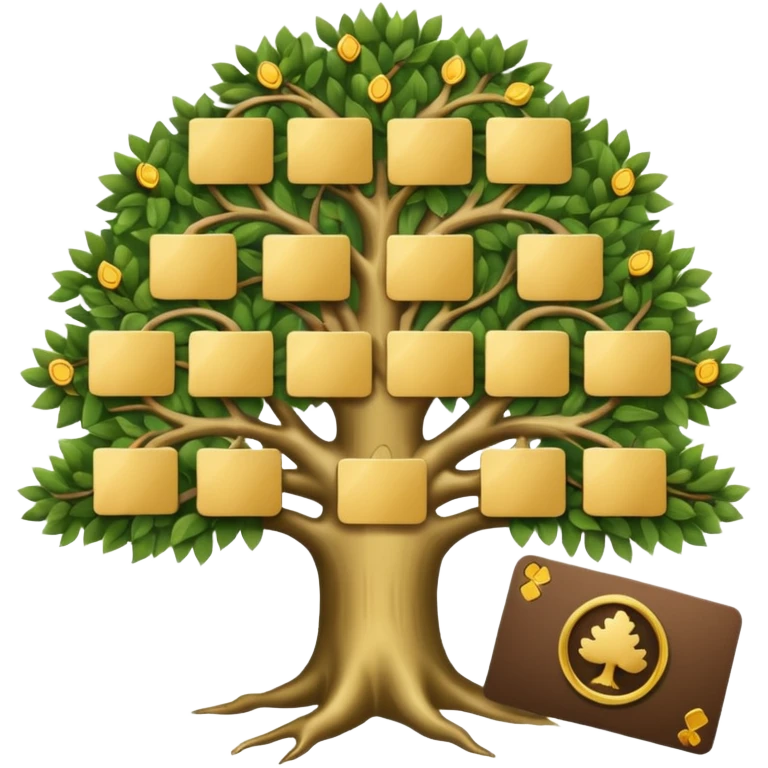 family diagram tree with gold cards emoji