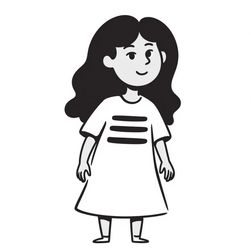A cute hand-drawn girl named Elma with long hair and a friendly smile emoji