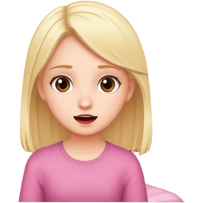 Girl speaking telling new information about herself in her room being girly  emoji