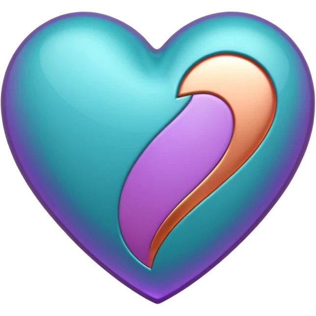 I need a teal, orange , purple, and rose gold Heart emoji that looks like a cartoon  emoji