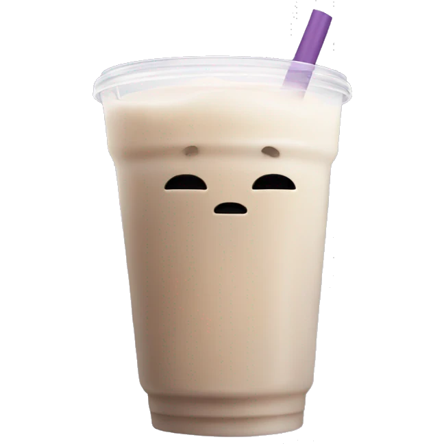 taro milk tea with no face emoji