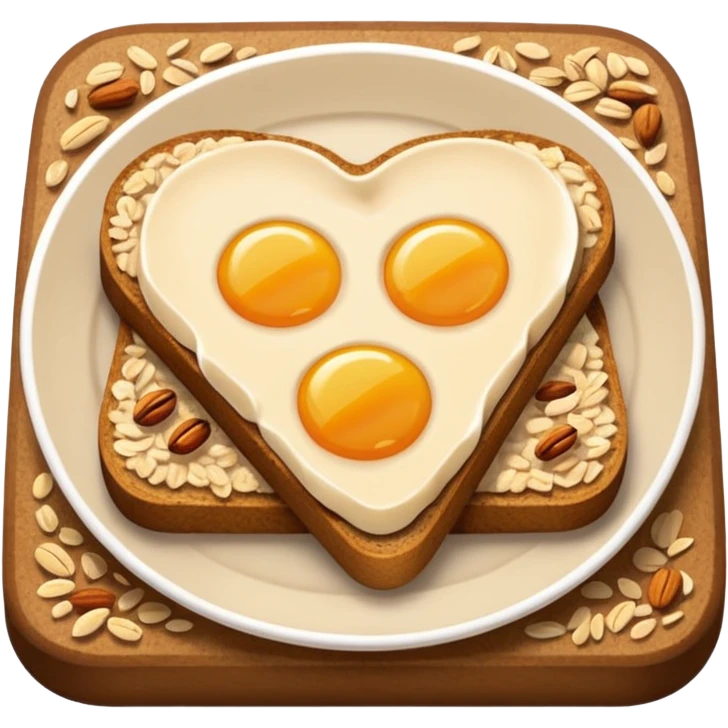 Vegetarian breakfast emoji illustration, flat iOS emoji style, toast, fruits, oatmeal, nuts, milk, no eggs, no meat, no fish, no non-vegetarian food, clean white background.” emoji