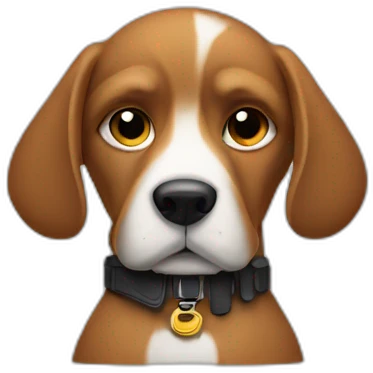 dog wearing gun emoji