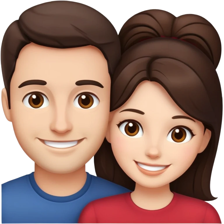 Brunette couple smiling emoji