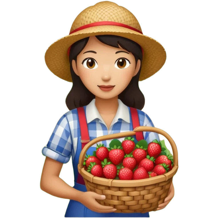 Asian female Strawberry farmer emoji