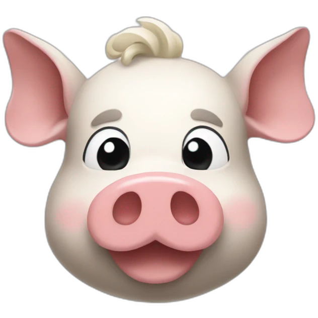 Macron avec un moustache rectangle sur un cochon emoji