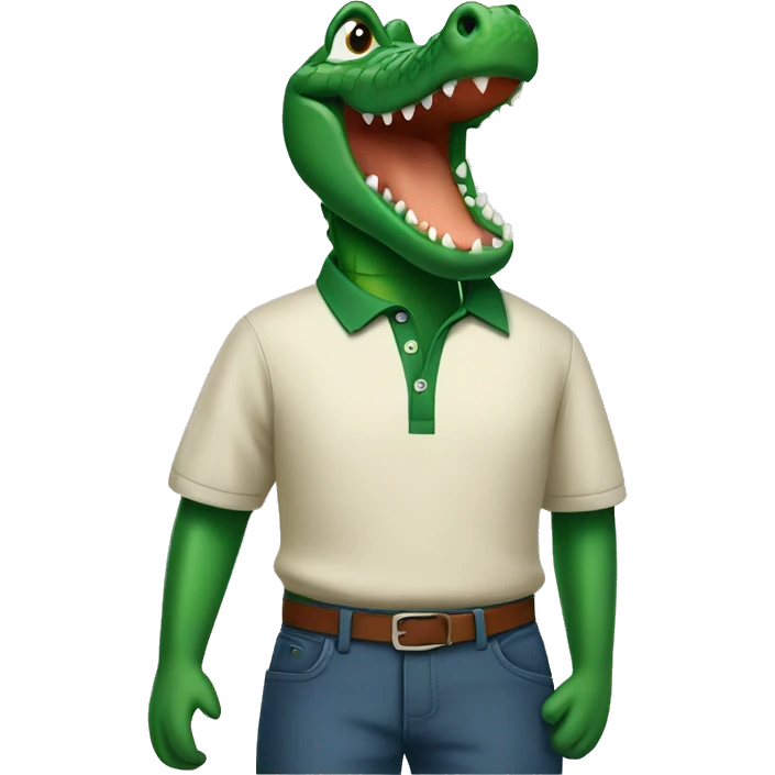 Crocodile with polo shirt emoji