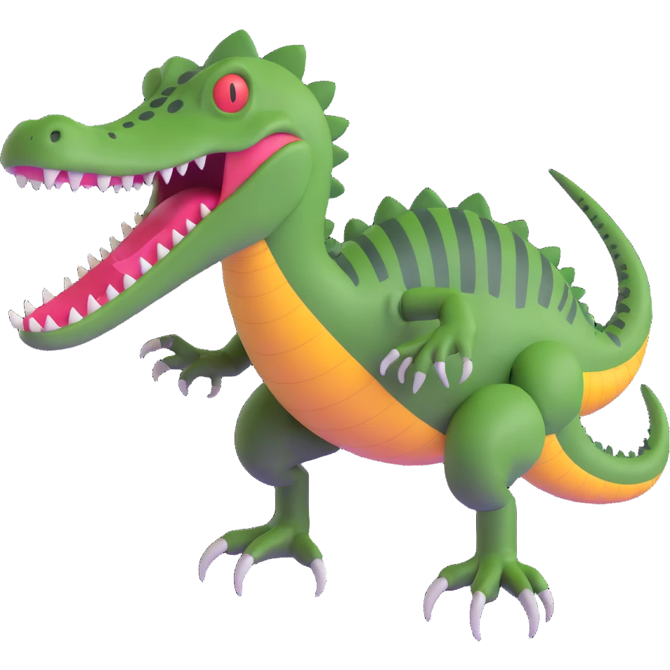 A hybrid creature that's part bomb, part dinosaur, and part crocodile emoji