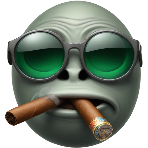 Alien smoking cigar with sunglasses  emoji