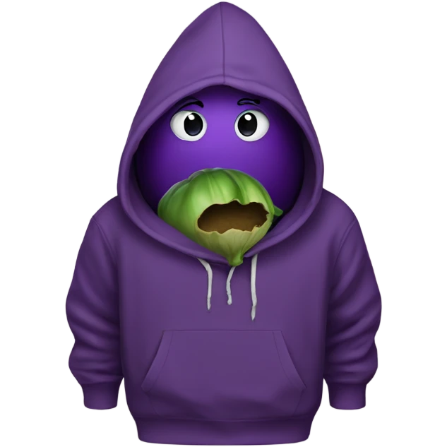 Eggplant wearing a hoody emoji