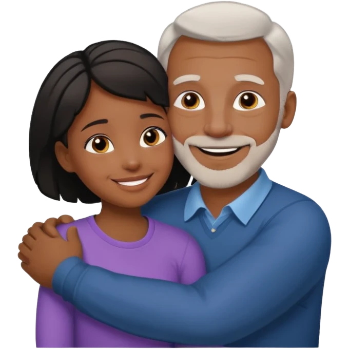 A black daughter hugging her white dad emoji