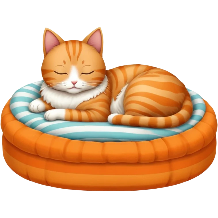 Cat sleeping on cat bed  emoji