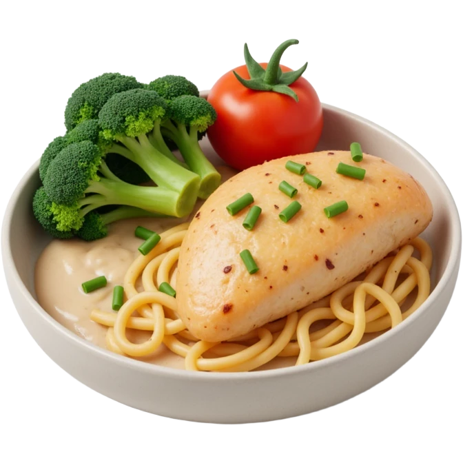 Meal broccoli chicken and tomato emoji