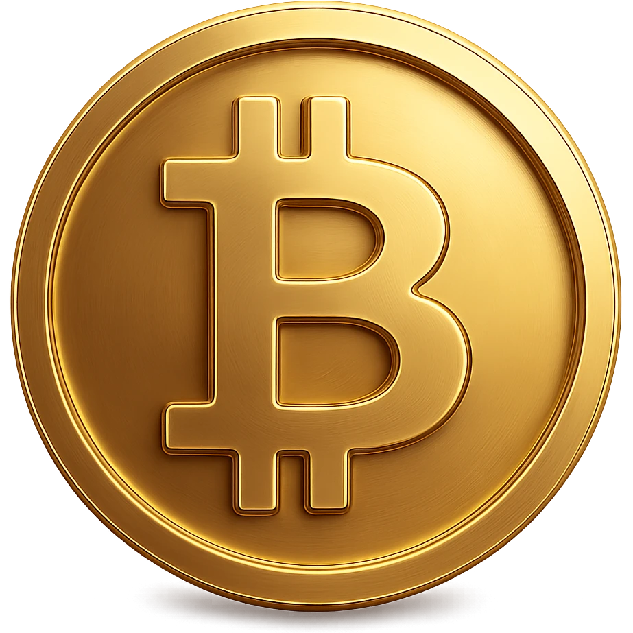 Create a new bitcoin coin variation with a transparent background, maintaining the coin's iconic bitcoin symbol and golden color, with a polished and modern look. emoji