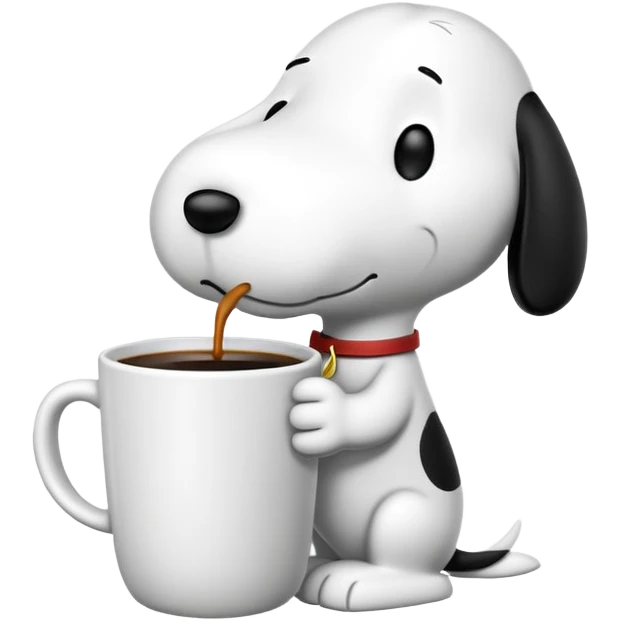 Snoopy with a cup of coffee emoji