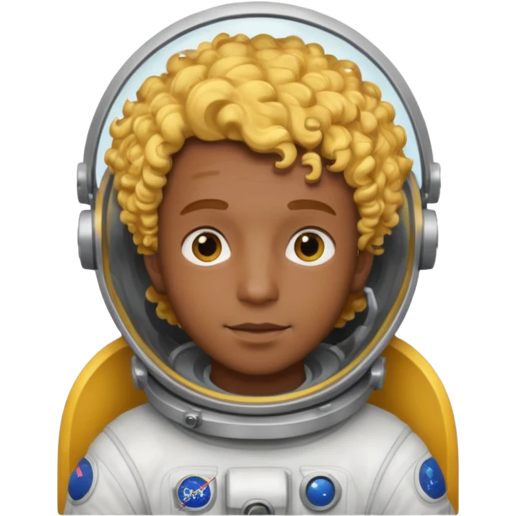 Astronauts, Young, male, dark skin, yellow curly hair emoji