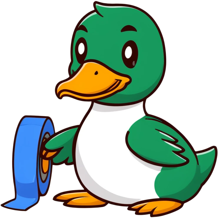 mallard duck holding a roll of duct tape emoji
