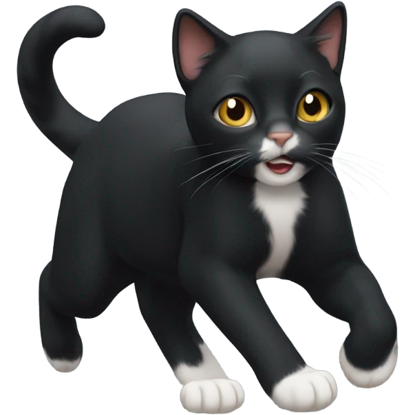 Black cat with white stripe on face emoji