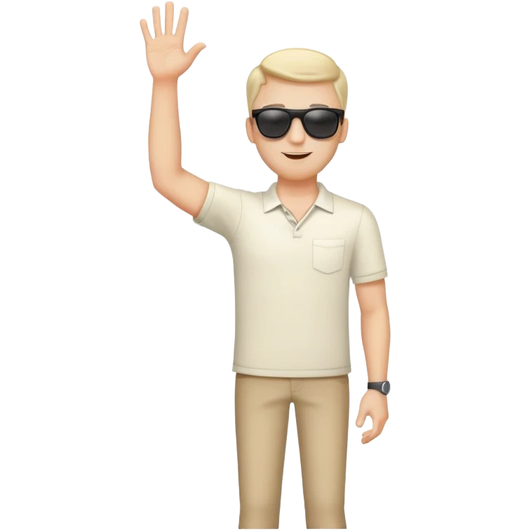 cool white man standing on stage in sunglasses and raising one hand emoji