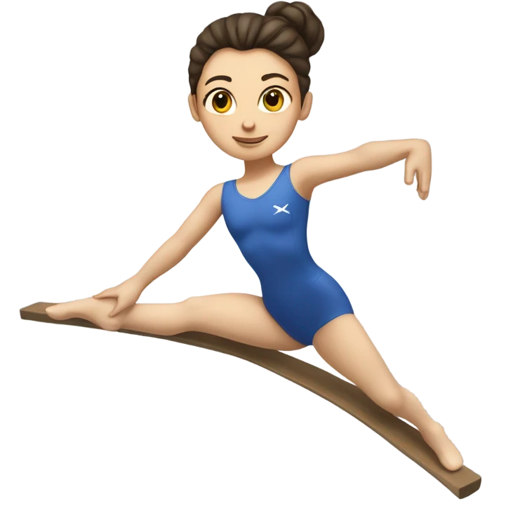 Fair skinned brunette gymnast on balance beam emoji