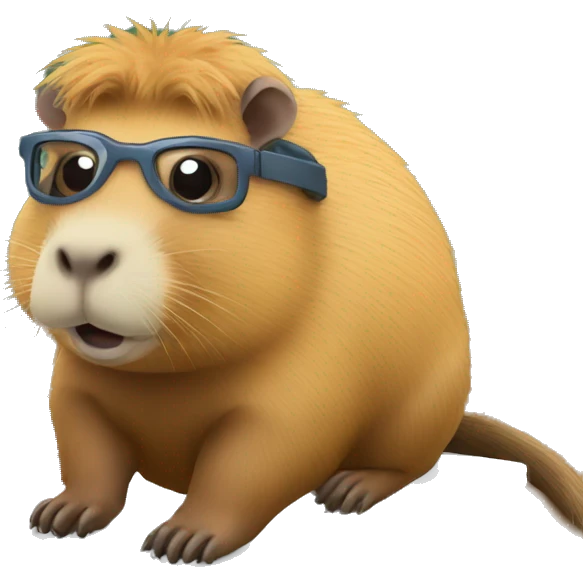 Capybara using a computer emoji