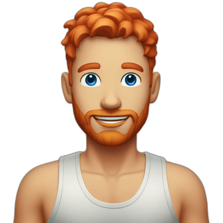 Beach man blue eyes slick red hair emoji