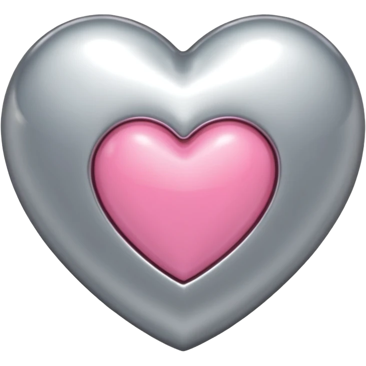 platinum heart with one mini pink heart inside of it  emoji