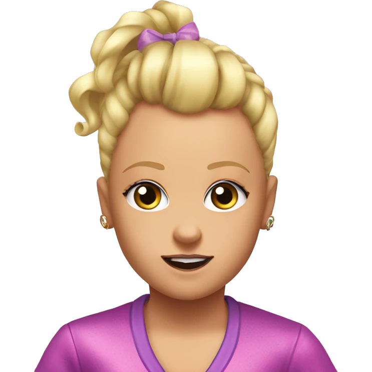 Jojo siwa with no hair and a v neck emoji