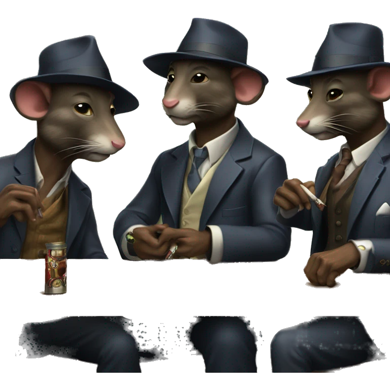 4 gangster pack rats plying cards and smoking cigars emoji