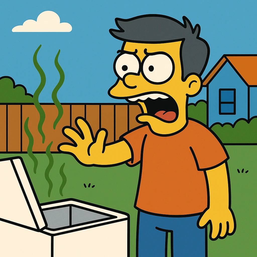 Gross – disgusting or nasty.
The smell coming from the fridge was gross.
 emoji
