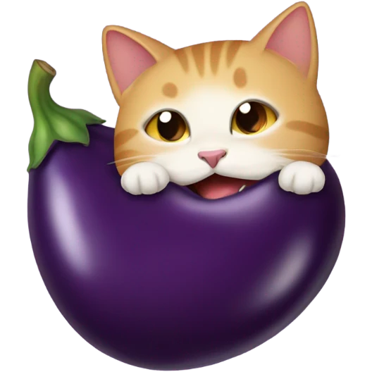 Cat sucking eggplant emoji