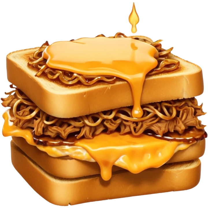 BBQ pulled pork melt on texas toast with crispy onions  emoji