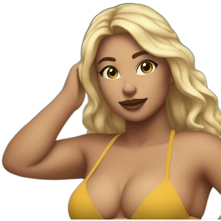 Slim-thicc Caucasian woman small bikini pose (beach body) emoji
