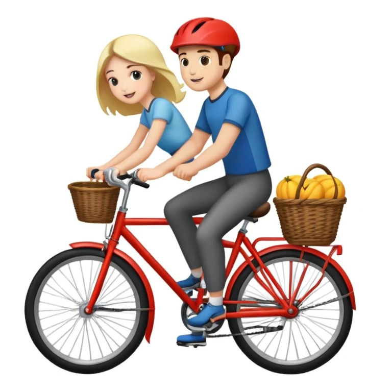 man and girl riding a bicycle together emoji