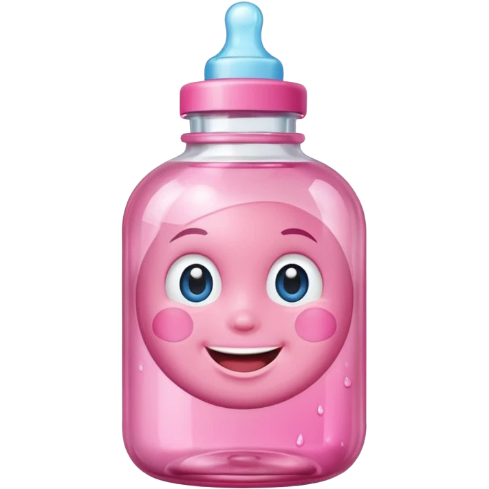 Smiling freaky baby oil bottle pink emoji