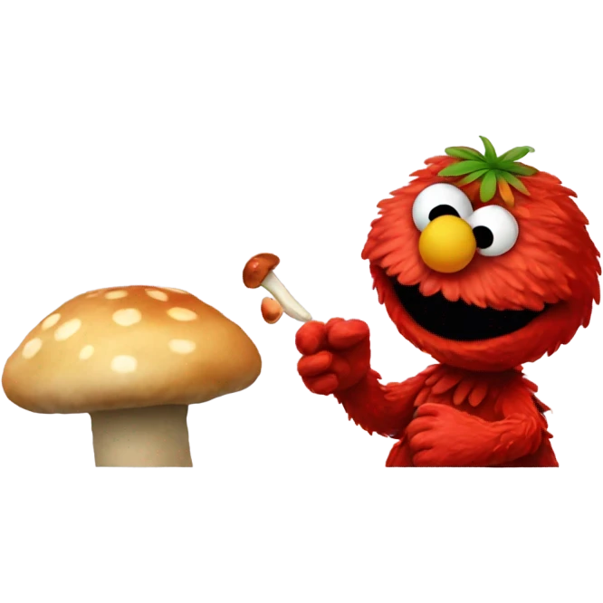 elmo eating a mushroom emoji