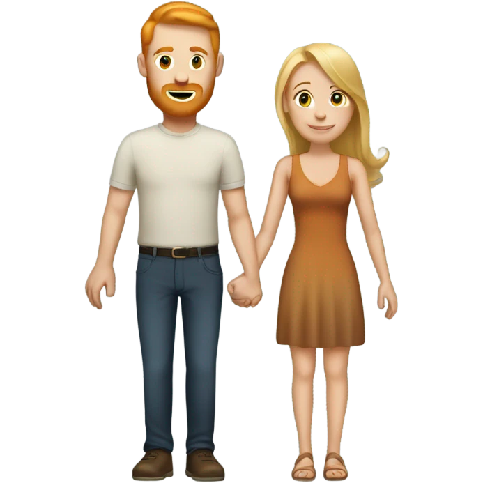 Blonde woman and ginger guy holding hands emoji
