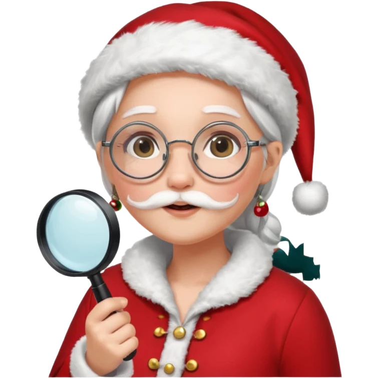 Female Santa with Magnifying glass emoji