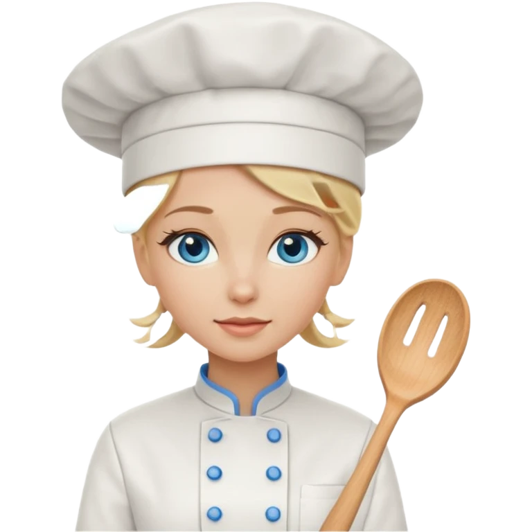 Blonde blue eyed female chef emoji