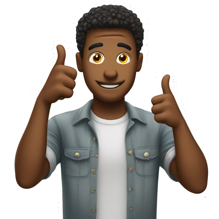  funny guy making thumb up with both hands close to his face emoji