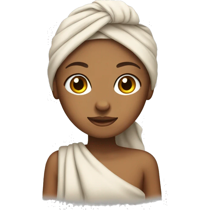 Tan girl wearing a hair towel emoji