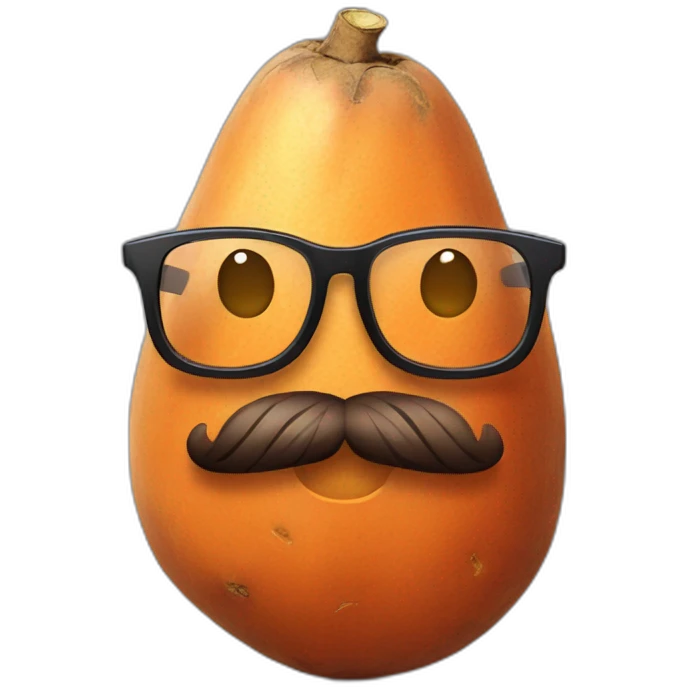 sweet potato with glasses and a beard emoji