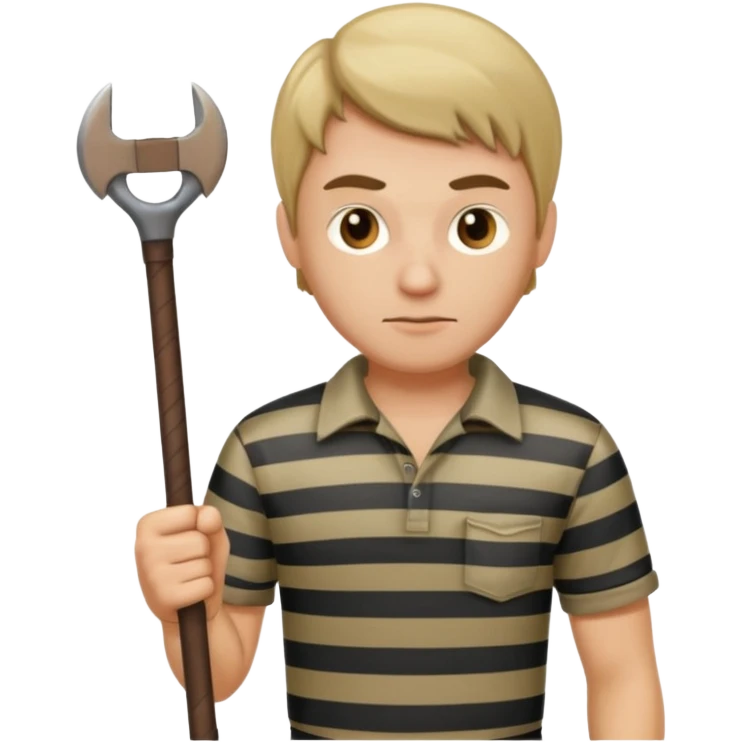 Thief with crowbar and striped shirt emoji